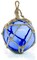 Glass Fishing Float, 5&#x22; Cobalt Blue Japanese Glass Buoy with Rope for Decoration